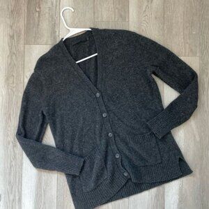 Jenni Kayne charcoal wool/cashmere blend classic cardigan Sz S charcoal grey